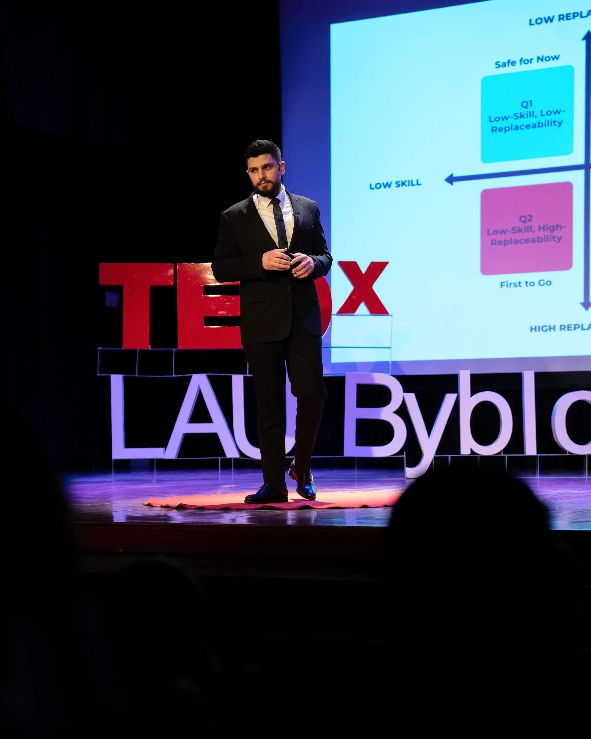 Omar Kandil, TEDxLAU Byblos, on stage